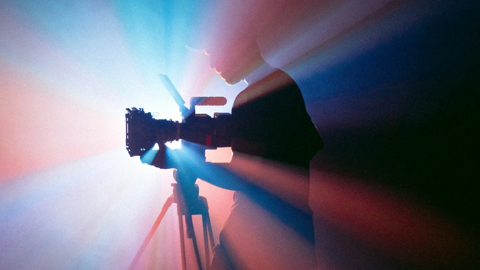 Video camera mounted on a tripod